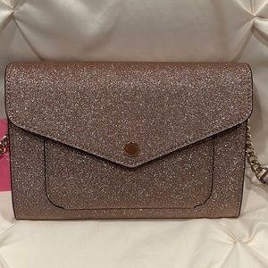 Kate Spade Rose Gold Tinsel Flap Crossbody Purse NWT ✨